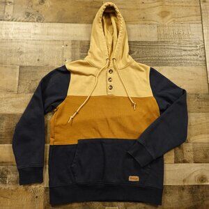 Dravus Colorblock Hoodie Men’s Medium Tan Mustard Navy‎ Casual Streetwear